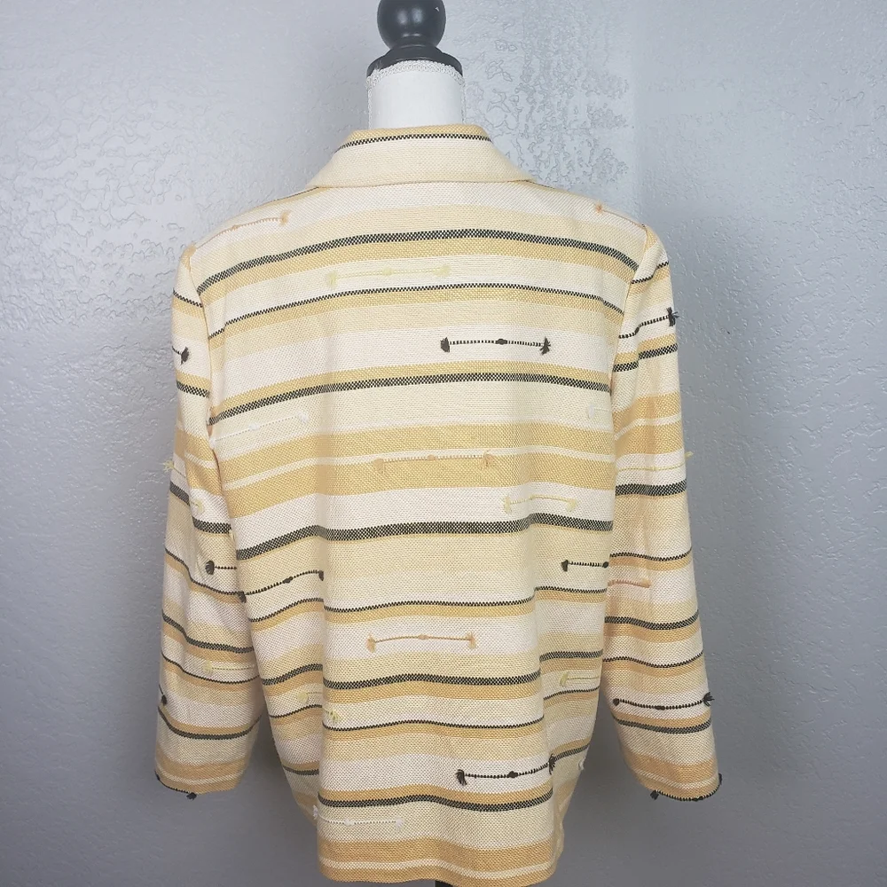 Alfred Dunner Yellow Striped Knit Blazer Size 18 - Picture 6 of 8